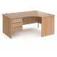 Harlow Panel End Ergonomic Desk with Three Drawer Pedestal